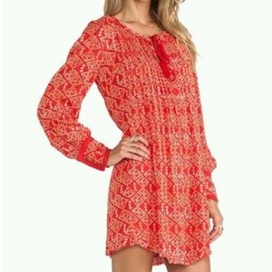 Free People Red Patterned Tunic Dress
